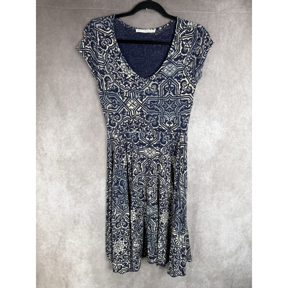 Peruvian Connection Fit & Flare Pima Cotton Floral Dress In Blue Women's Size XS